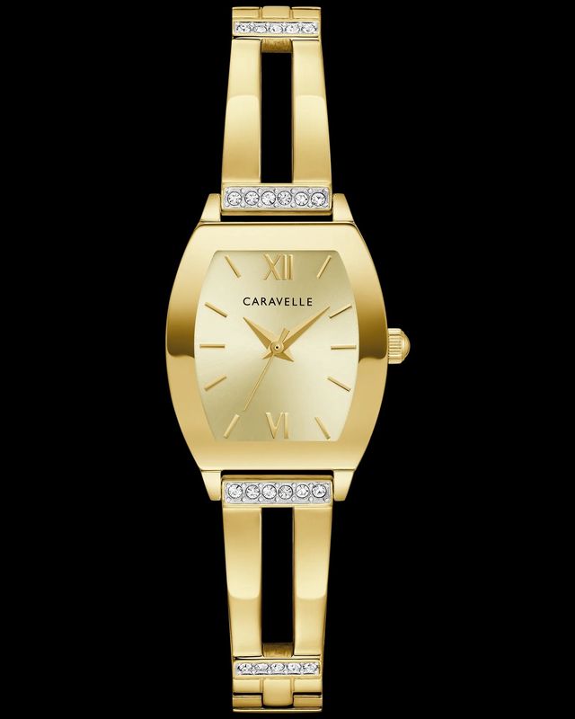 Caravelle Gold-Tone Modern Crystal Ladies Watch