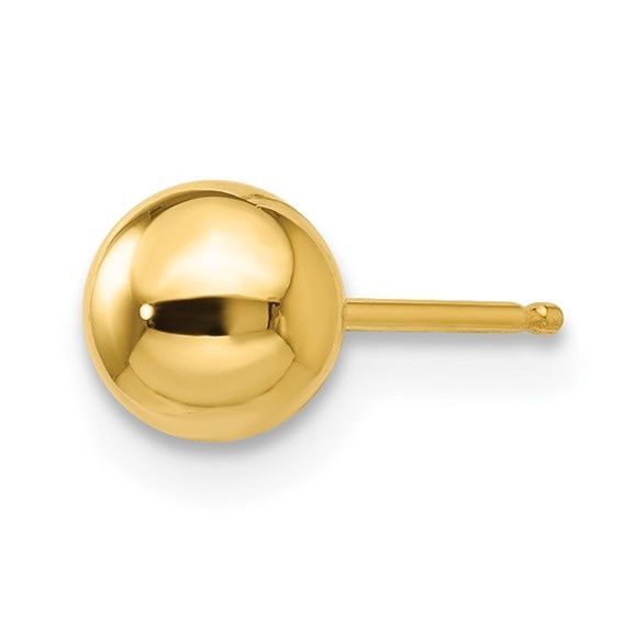 14k YG Polished 5mm Ball Post Earrings