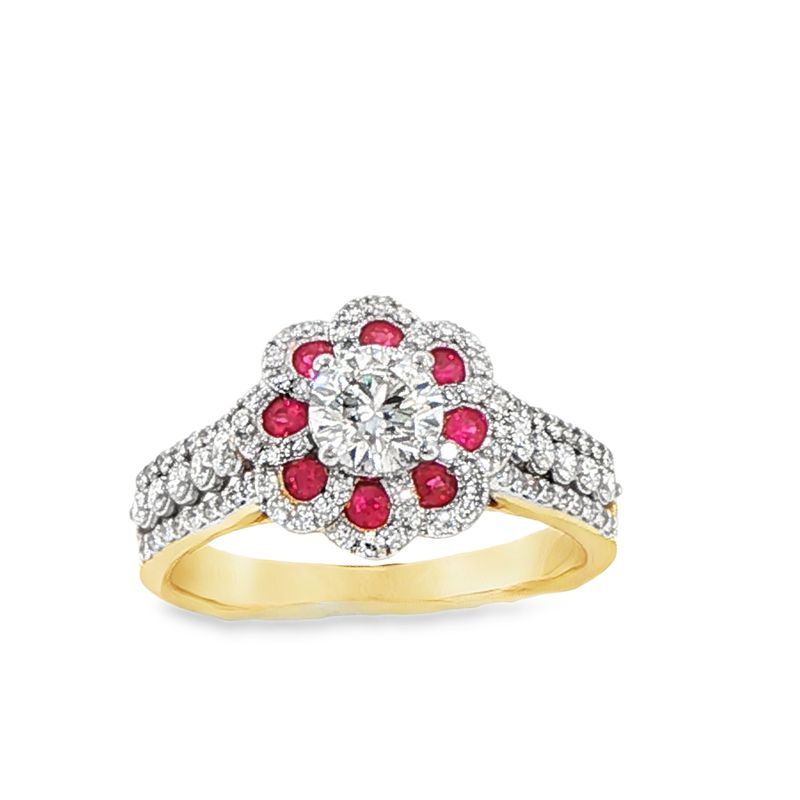 10k YG Lab Diamond & Lab Ruby Ring 1.00ctw 10k YG Lab Diamond & Lab Ruby Ring 1.00ctw