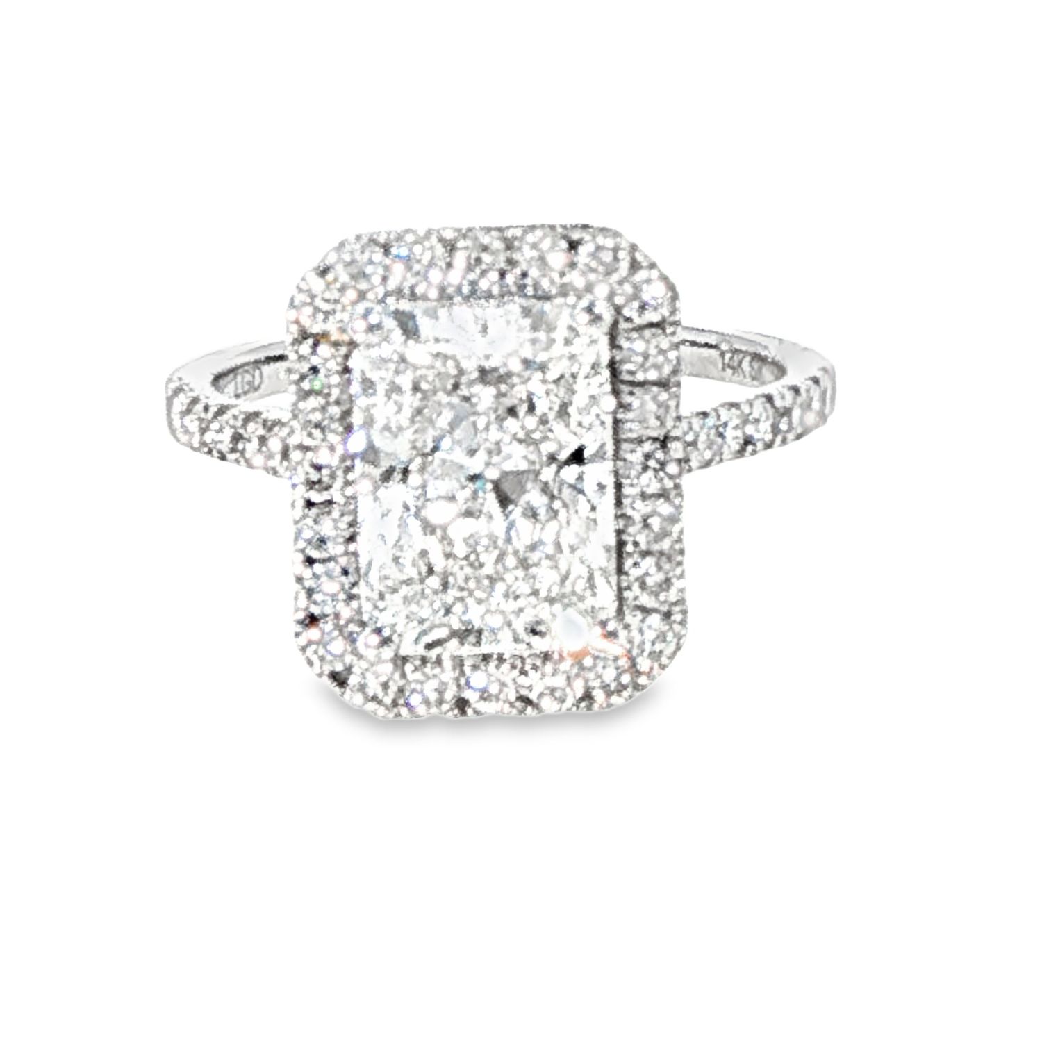 14k WG 3.50ctw Radiant Diamond Engagement Ring