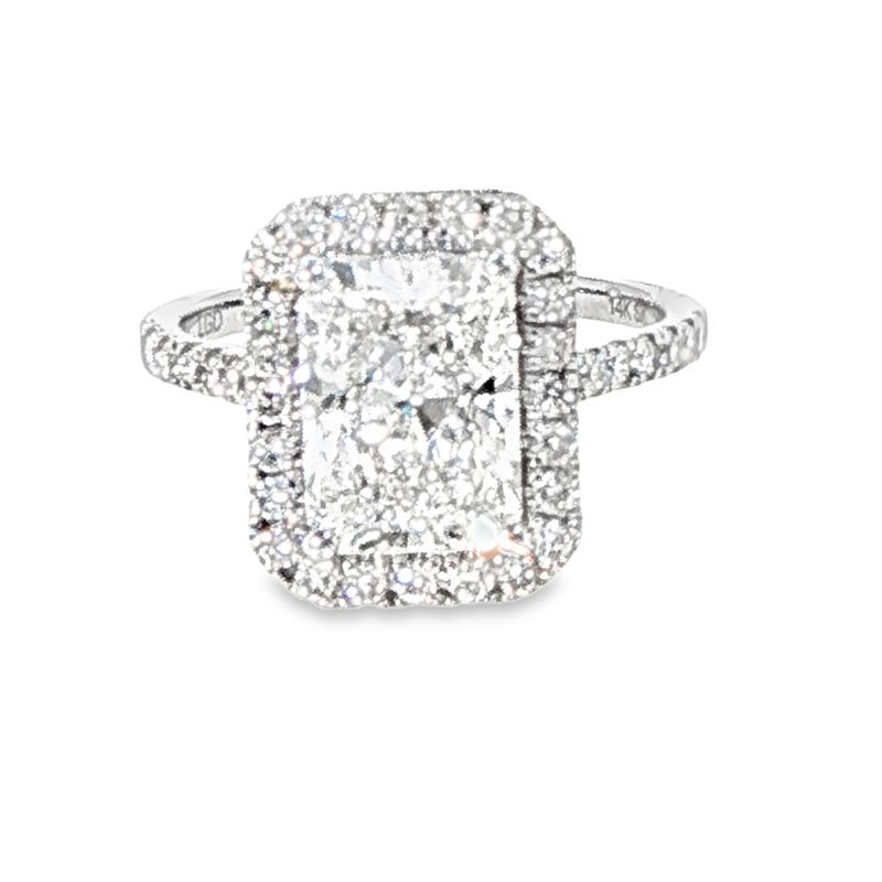 14k WG 3.50ctw Radiant Diamond Engagement Ring