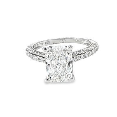 14k WG 3.80ctw Lab Diamond Radiant Emerald Cut Engagement Ring