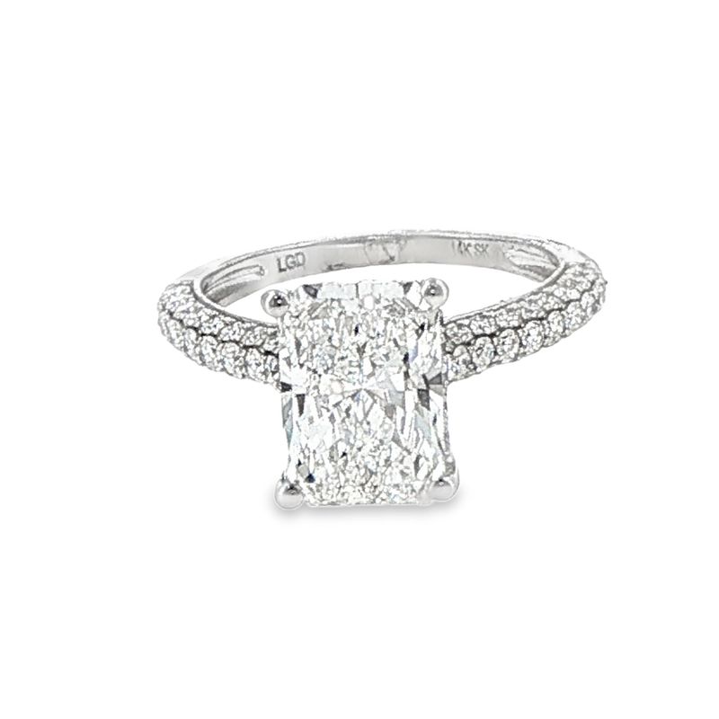 14k WG 3.80ctw Lab Diamond Radiant Emerald Cut Engagement Ring