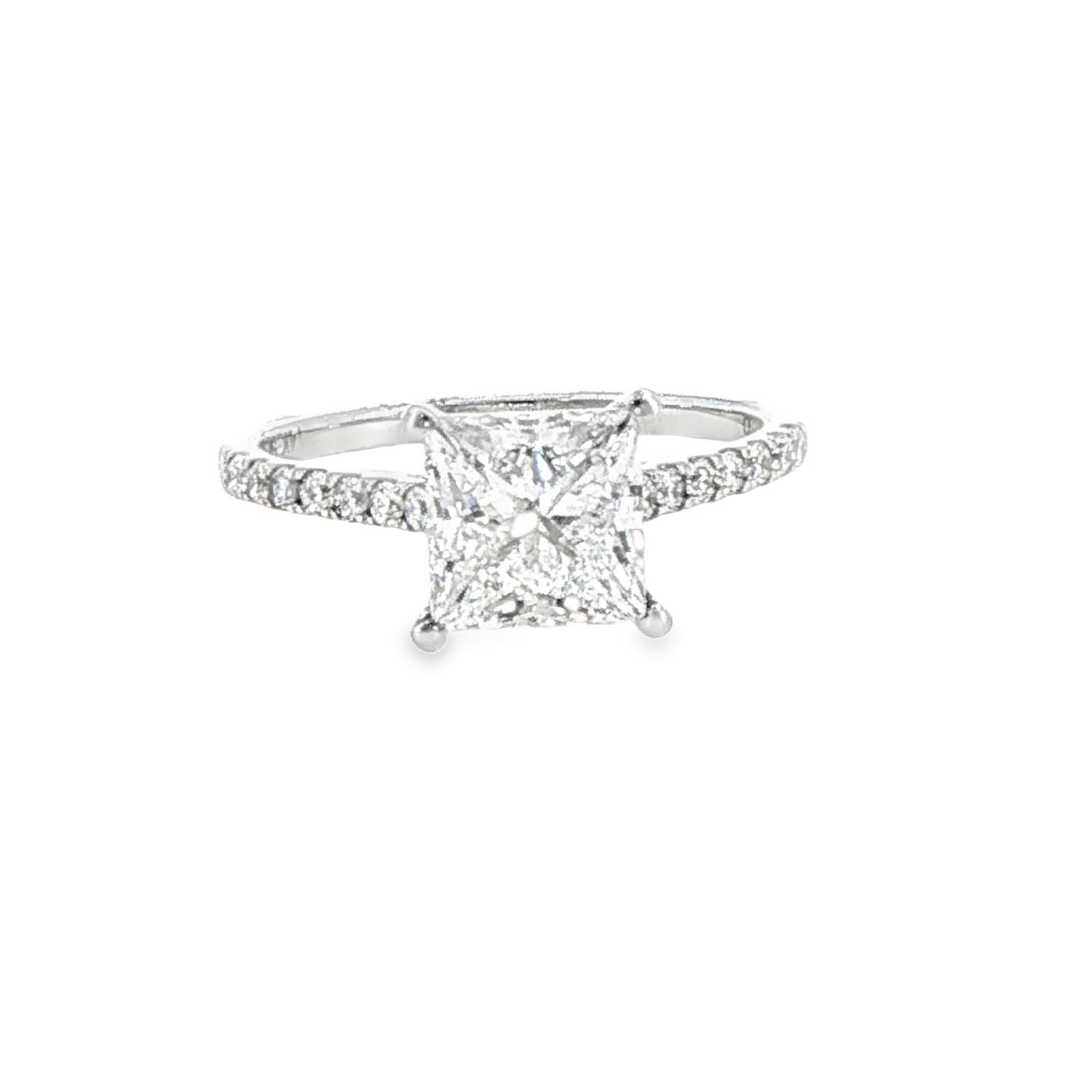 14k WG 2.20ctw Square Lab Diamond Engagement Ring