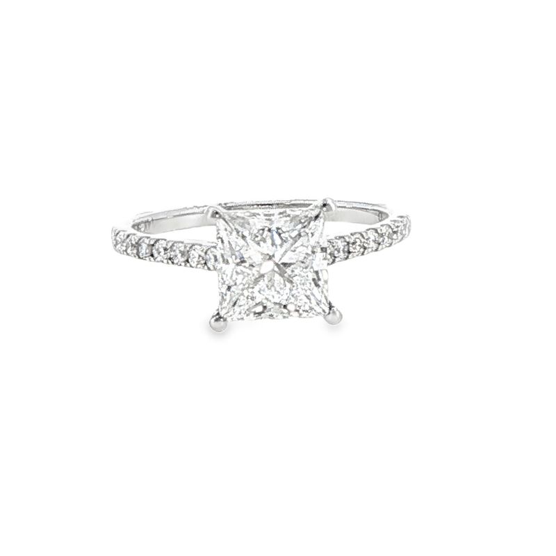 14k WG 2.20ctw Square Lab Diamond Engagement Ring
