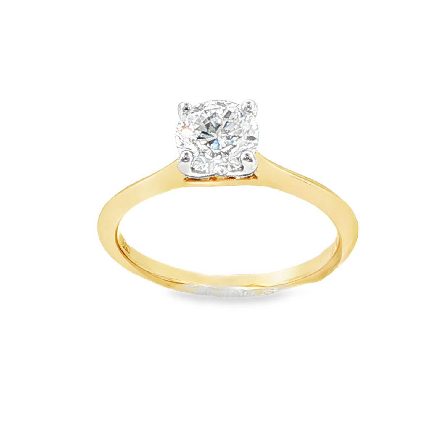 10k YG 1.00ct Round Solitaire LGD Engagement Ring