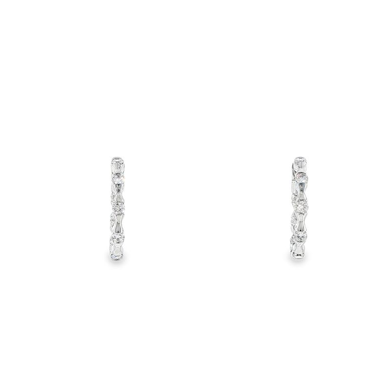 10k WG 1.00ctw Lab Diamond Hoop Earrings