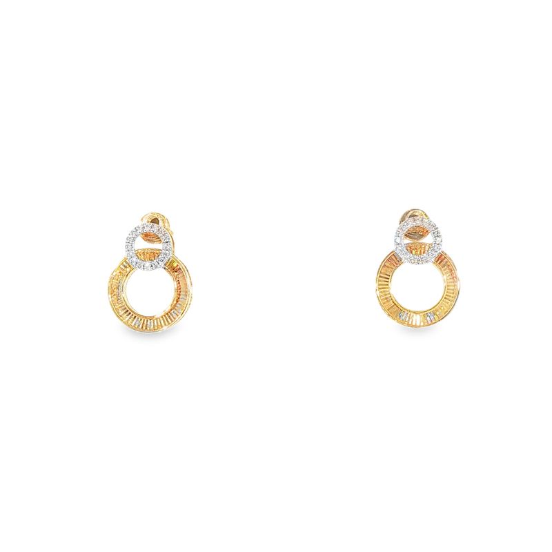14k YG 0.08ctw Diamond Bright Cut Circular Earrings