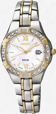 Seiko Diamonds Solar Mother of Pearl Dial Ladies Watch