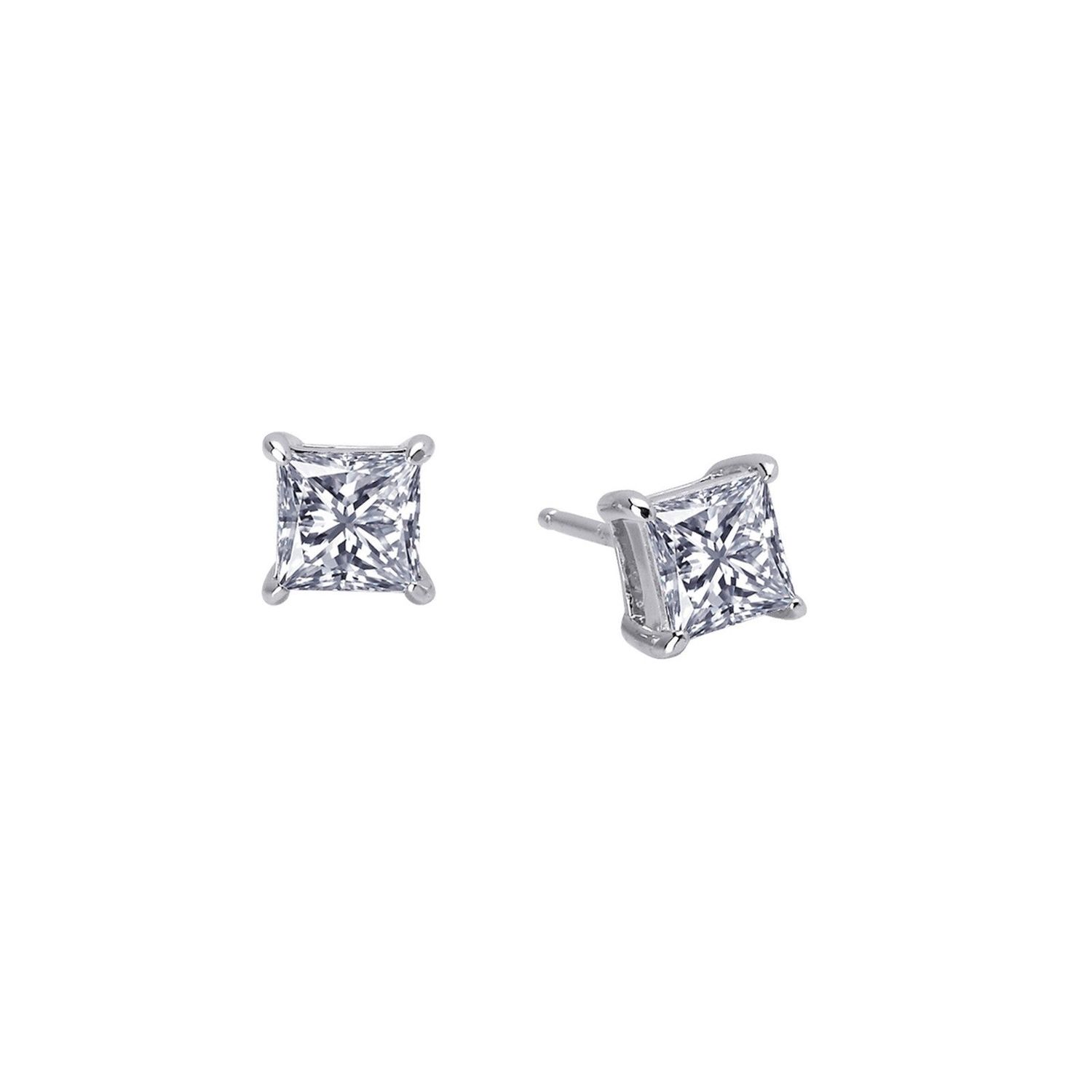 SS 1.50ctw Simulated Diamond Princess Cut Stud Earrings