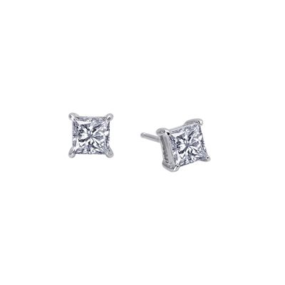 SS 1.50ctw Simulated Diamond Princess Cut Stud Earrings