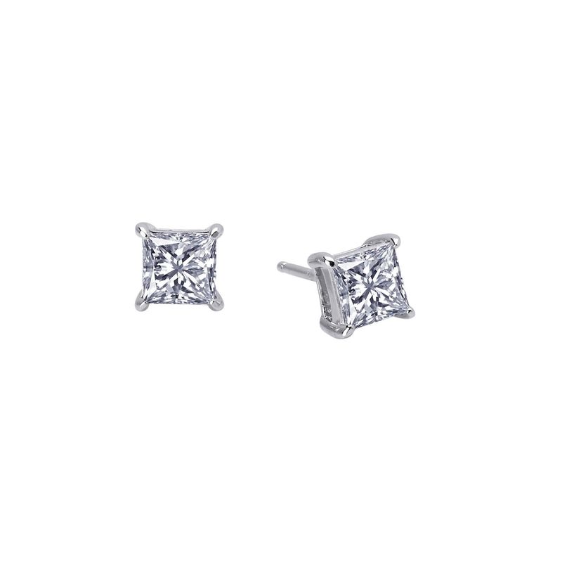 SS 1.50ctw Simulated Diamond Princess Cut Stud Earrings