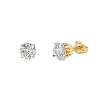 14k YG 1.00ctw Diamond 4-Prong Stud Earrings