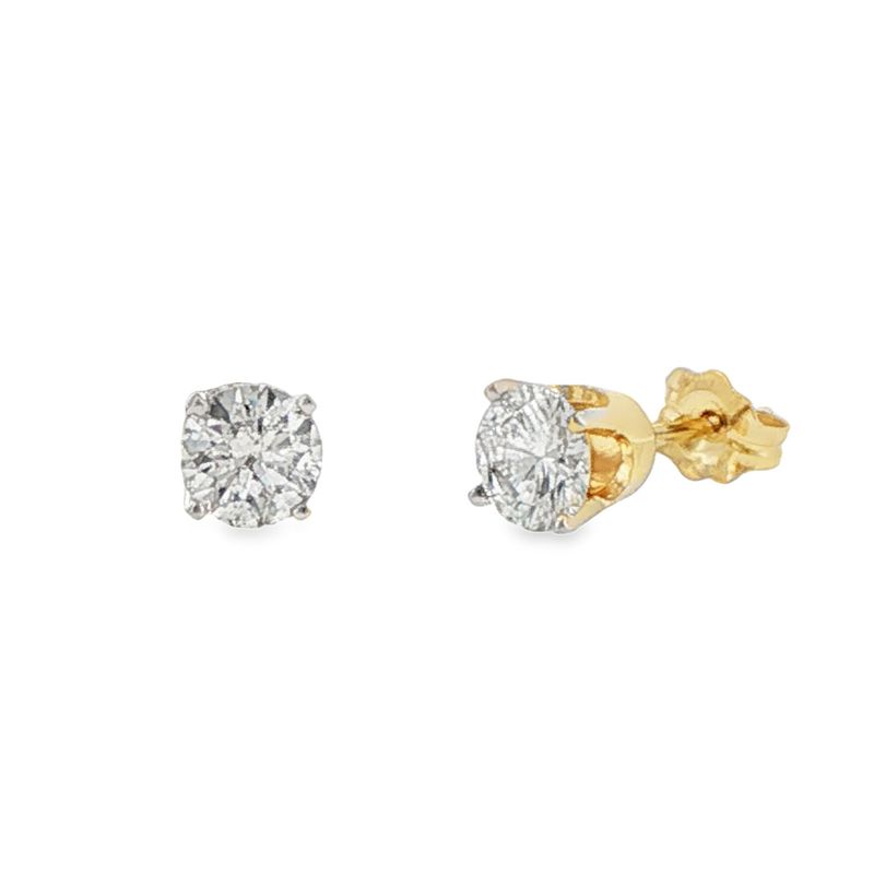 14k YG 1.00ctw Diamond 4-Prong Stud Earrings