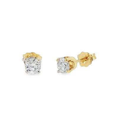14k YG 0.50ctw Diamond 4-Prong Stud Earrings