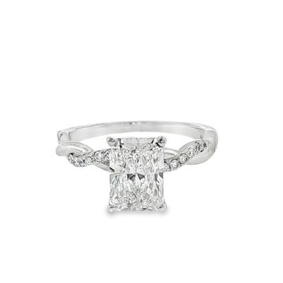 14k WG 2.20ct Radiant Lab Diamond Bridal Ring