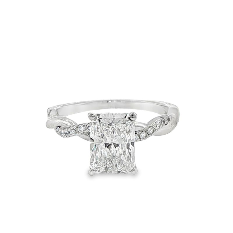 14k WG 2.20ct Radiant Lab Diamond Bridal Ring