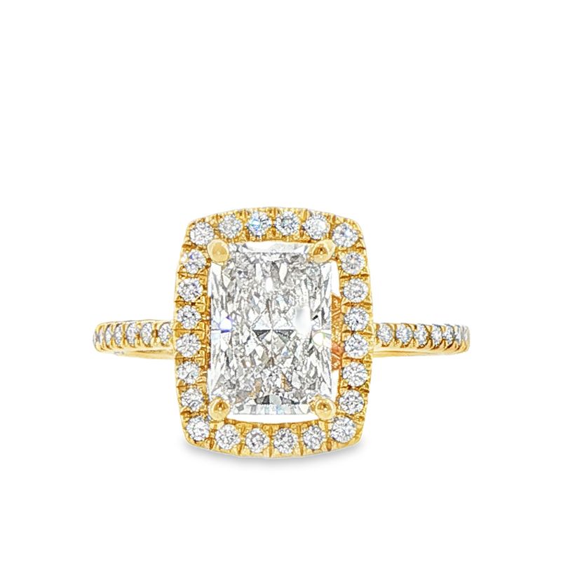 14k YG 2.40ct Radiant Lab Diamond Ring