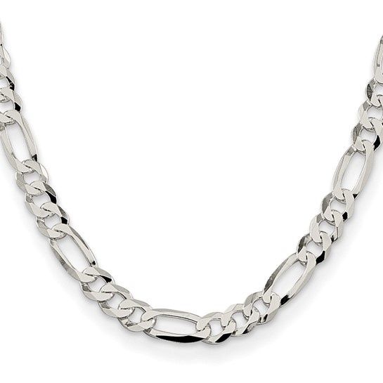 .925 SS 8.5mm Flat Figaro Chain