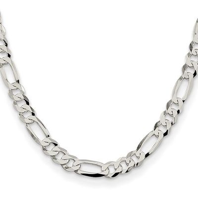 .925 SS 8.5mm Flat Figaro Chain