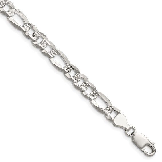 .925 SS 7.0mm Diamond Cut Figaro Bracelet