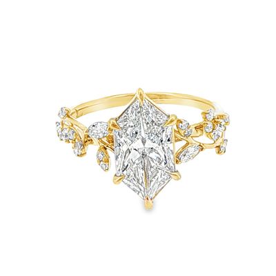 14k YG 2.25ctw Lab Diamond Hexagon Engagement Ring