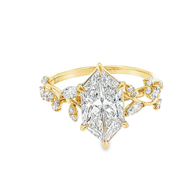 14k YG 2.25ctw Lab Diamond Hexagon Engagement Ring