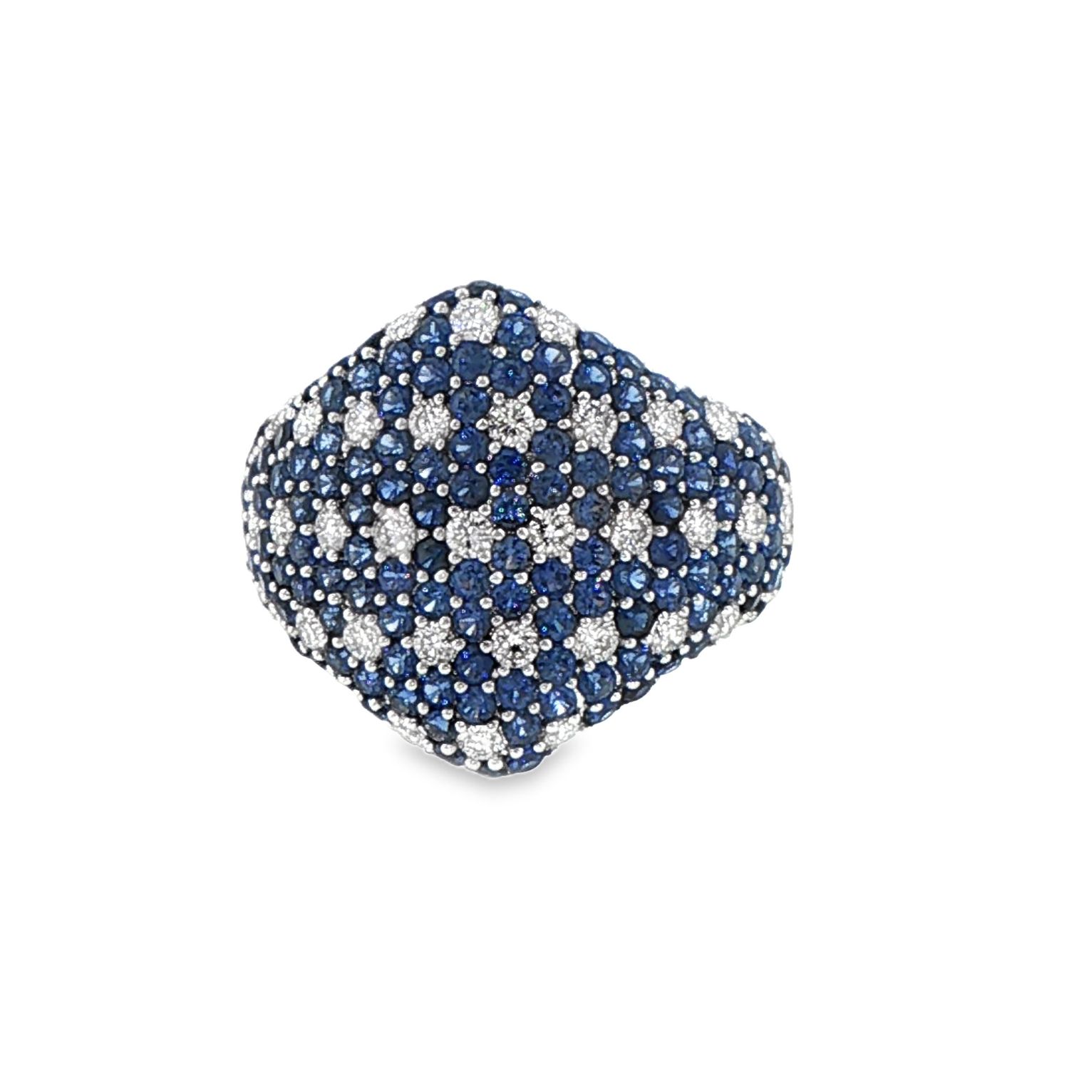 10k WG 0.65ctw Lab Diamond & 2.50ctw Sapphire Ring