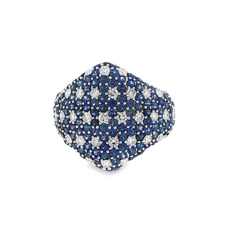 10k WG 0.65ctw Lab Diamond & 2.50ctw Sapphire Ring