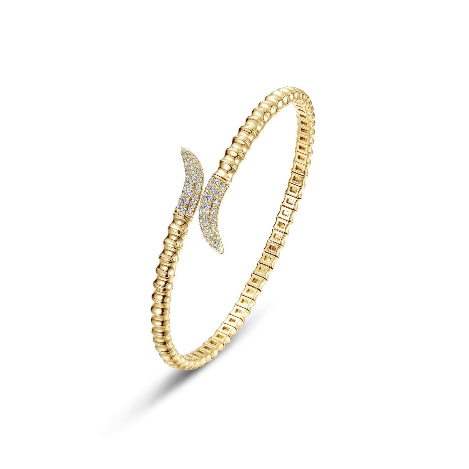 Gold Plated Sterling Silver Fluted Bypass Wrap Bangle