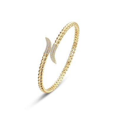 Gold Plated Sterling Silver Fluted Bypass Wrap Bangle
