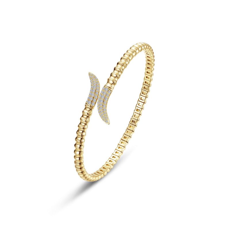 Gold Plated Sterling Silver Fluted Bypass Wrap Bangle