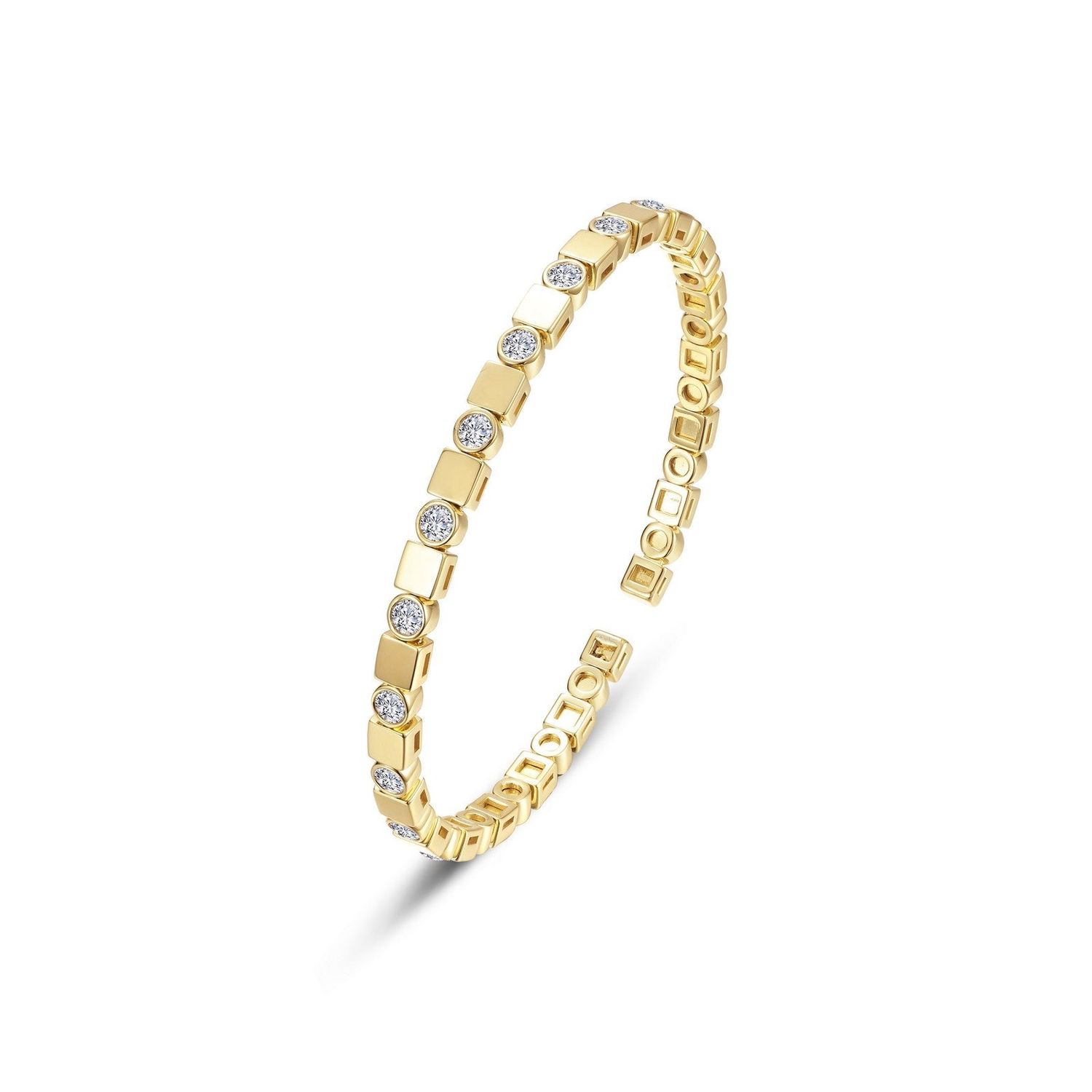 Gold Plated Sterling Silver Block & Bezel Cuff