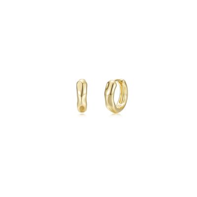 Gold Tone Sterling Silver High-Polished Molten Huggie Earrings