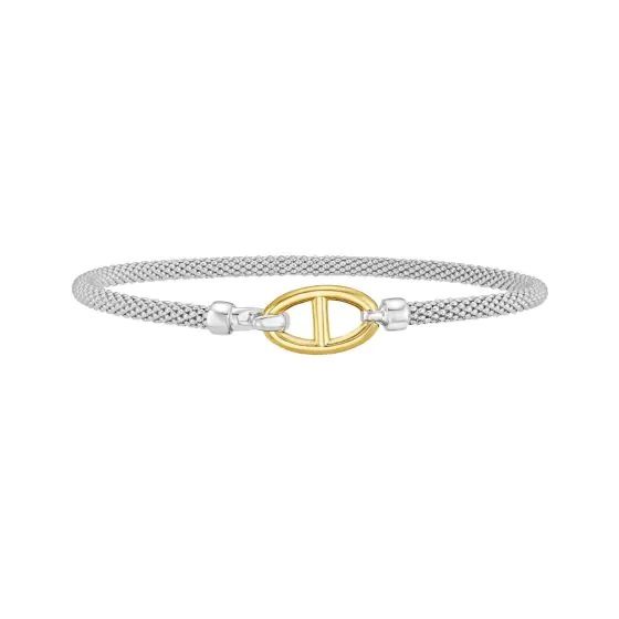 Silver & 18K Prosecco Anchor Bangle