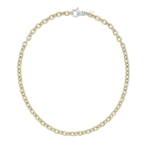 SS & 18k YG Italian Cable Necklace 18"