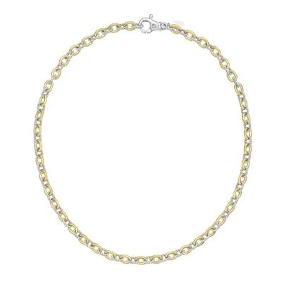 SS & 18k YG Italian Cable Necklace 18"