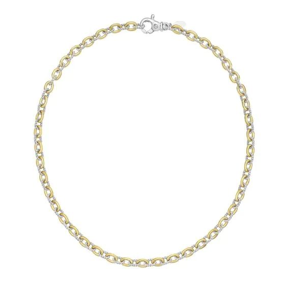 SS & 18k YG Italian Cable Necklace 18"