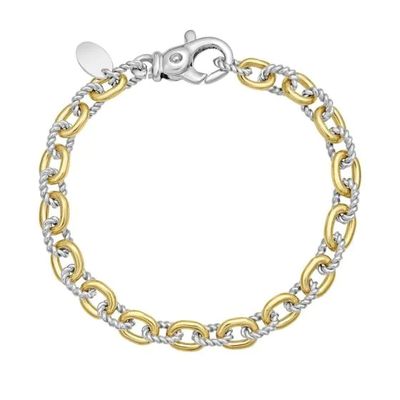 SS & 18k YG Italian Cable Bracelet 7"