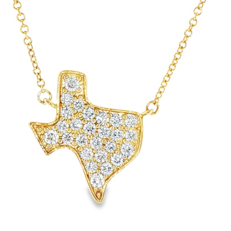 14k YG 0.28ctw Diamond Texas Necklace 15mm