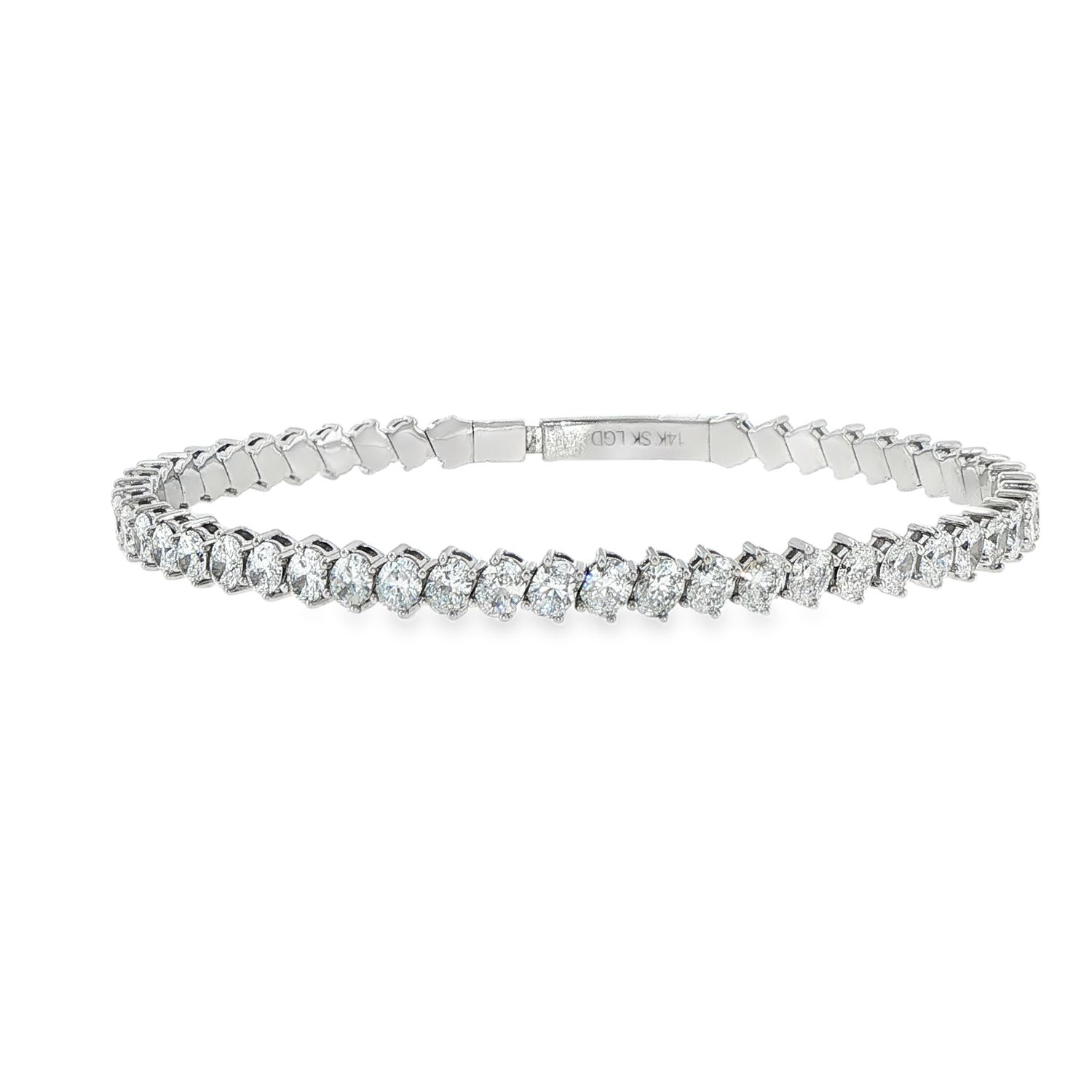14k WG 7.25ct LGD Oval Shape Bangle