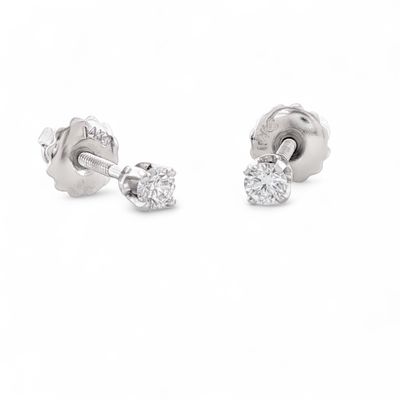 14k WG .15ctw Lab Diamond Stud Screw-back Earrings