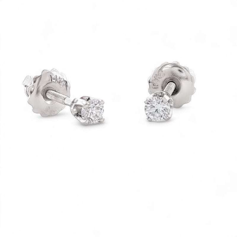 14k WG .15ctw Lab Diamond Stud Screw-back Earrings