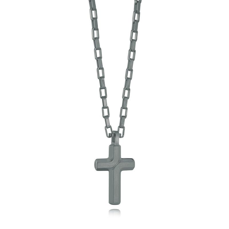 Juniors Gunmetal Steel Cross Necklace Juniors Gunmetal Steel Cross Necklace