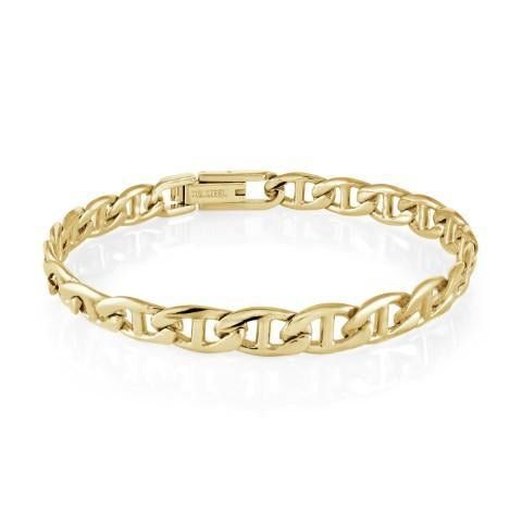 Stainless Steel Gold IP 7mm Mariner Link Bracelet 8"