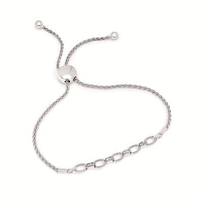 SS 0.08ctw Diamond Sterling Silver Bolo Bracelet SS 0.08ctw Diamond Sterling Silver Bolo Bracelet