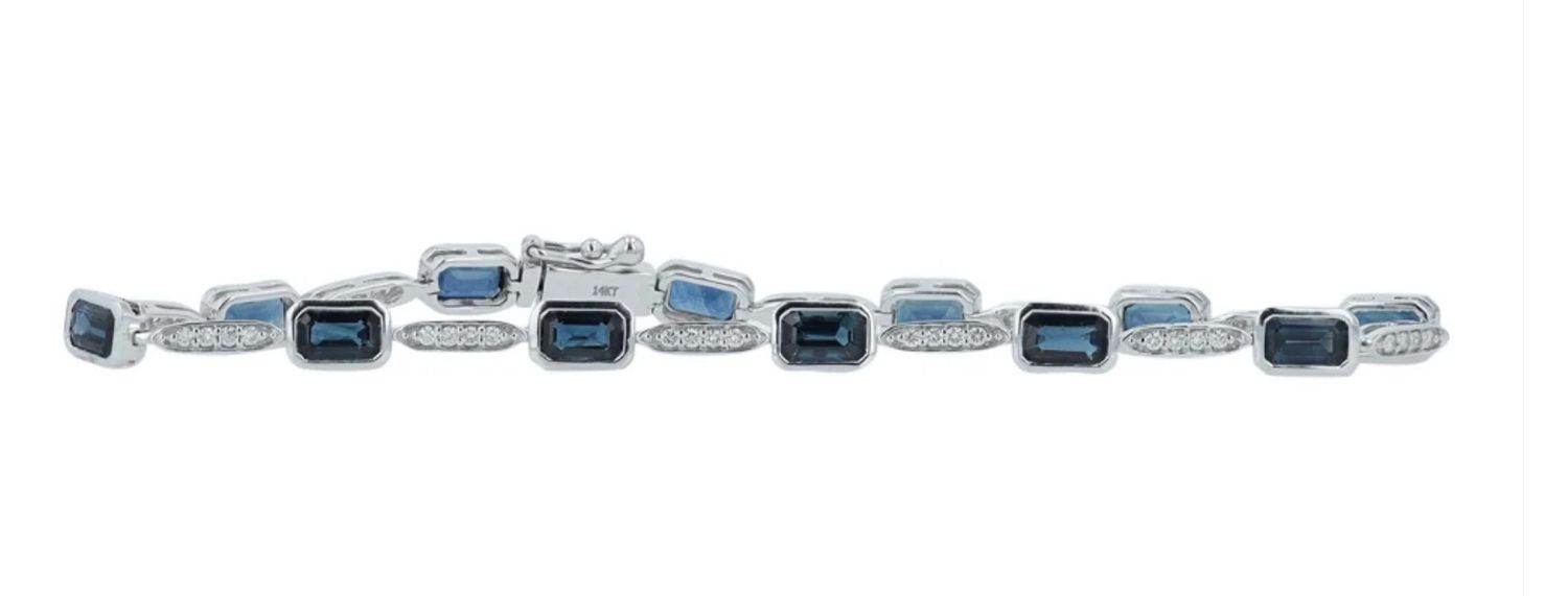 14k WG 4.25ctw Sapphire & 0.31ctw Diamond Bracelet
