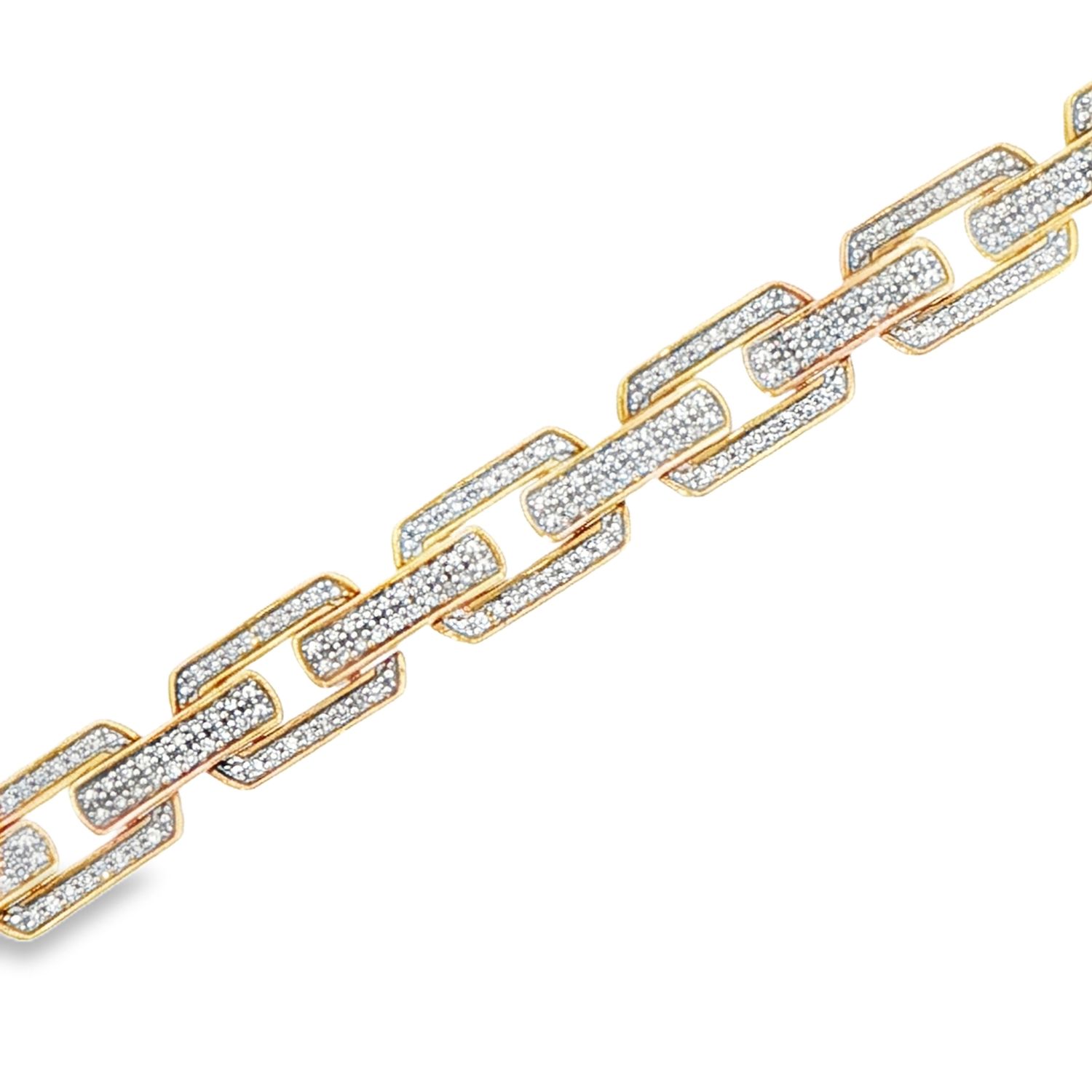 10k YG 1.50ctw Natural Dia. Geo Paperclip Link Bracelet
