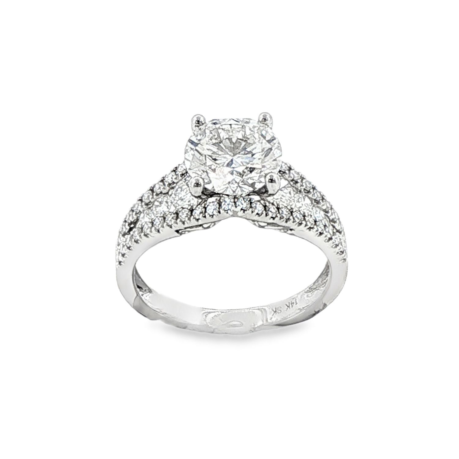 14k WG 2.80 ctw Rnd LGD Split-Shank Engagement Ring