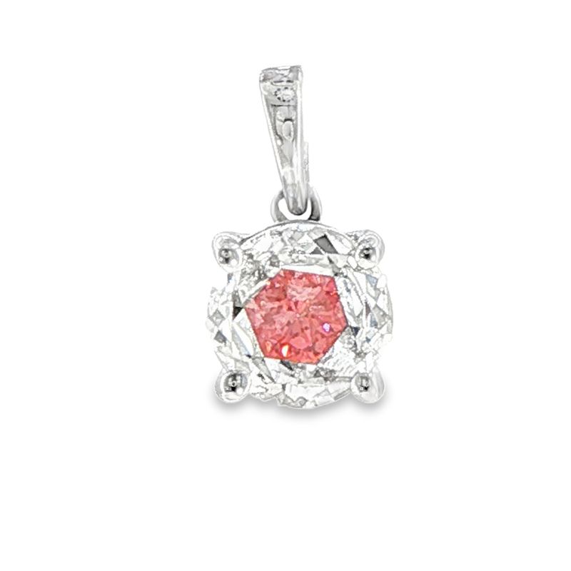 10k WG 1.40 ctw Two-Tone Clear & Pink LGD Solitaire Pendant